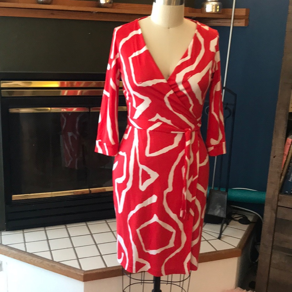 Diane Von Furstenberg Orange Wrap Dress 12